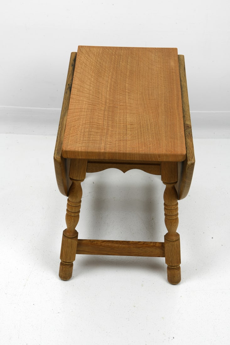 KJAERNULF STYLE DANISH OAK DROP LEAF SIDE TABLE - 8