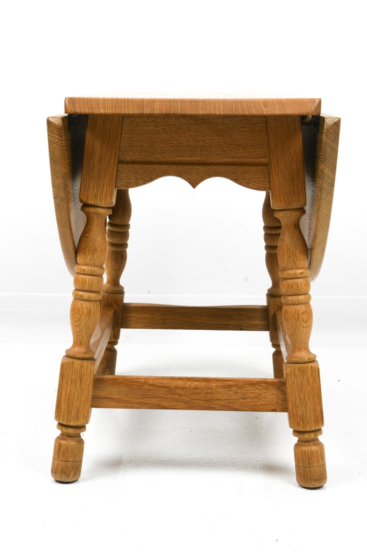 KJAERNULF STYLE DANISH OAK DROP LEAF SIDE TABLE - 9