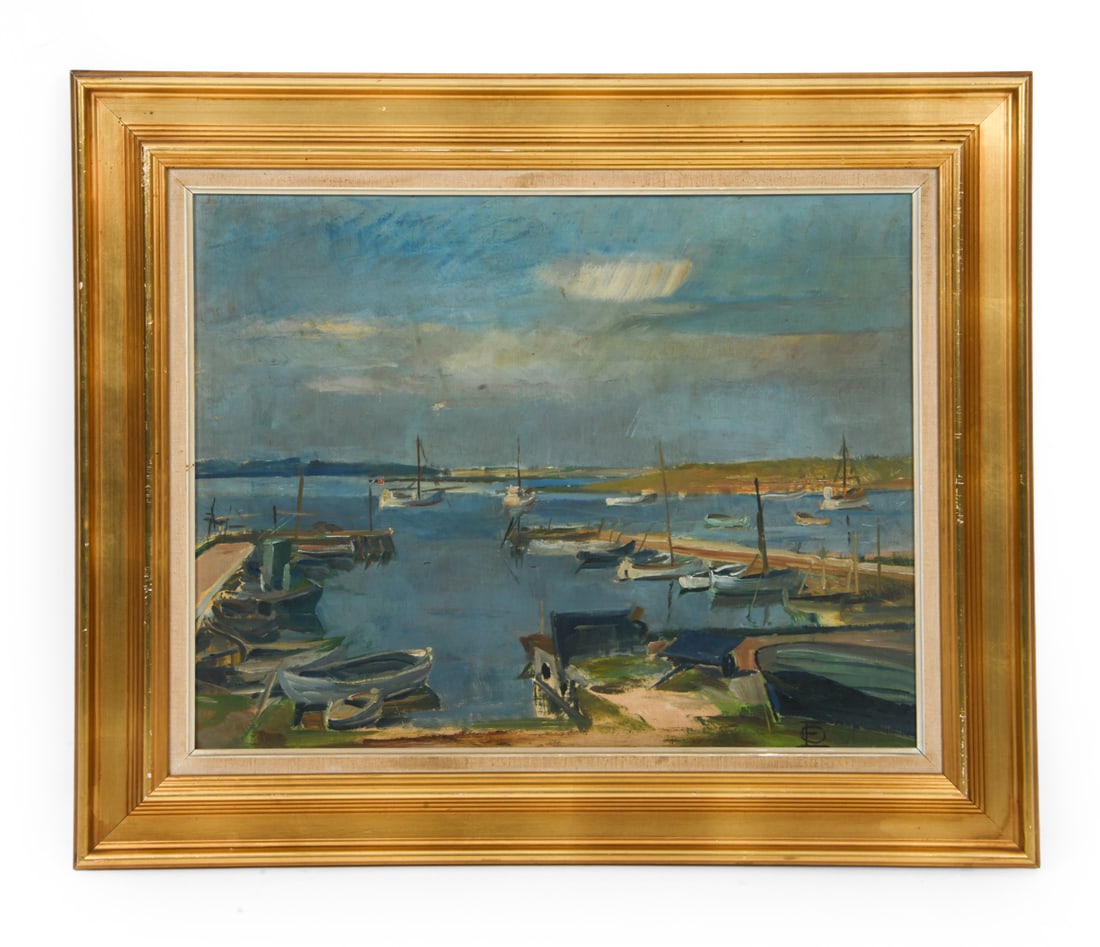 ALLAN ERWO (1921-2007) SWEDISH HARBOR SCENE O/B (1 of 6)
