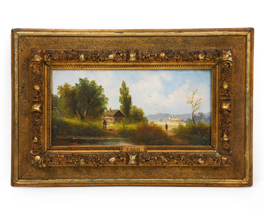 G. SALVI (19TH C.) LANDSCAPE O/B (1 of 6)