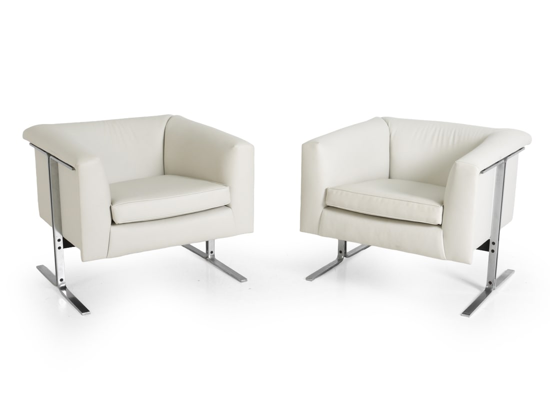 PAIR OF GEOFFREY HARCOURT LEATHER LOUNGE CHAIRS (1 of 1)