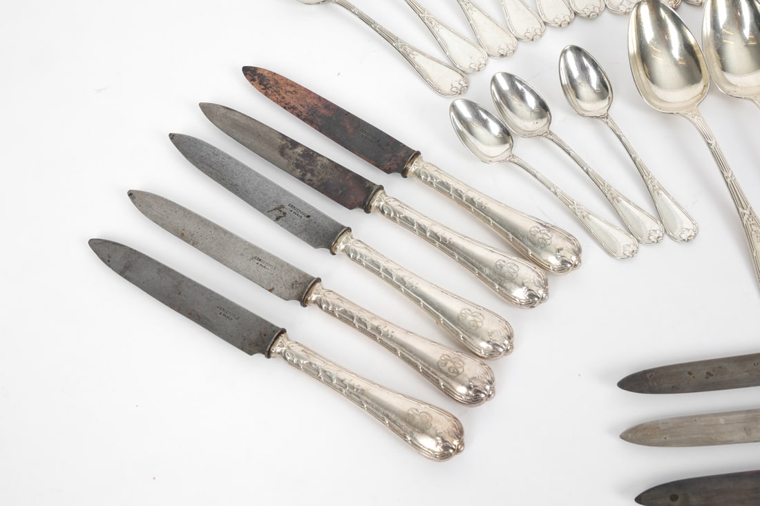 CHRISTOFLE RUBANS SILVERPLATE FLATWARE GROUPING - 3