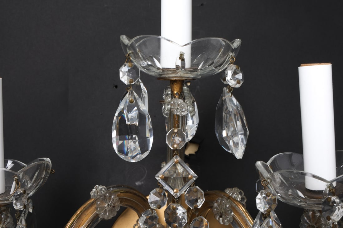 BRASS AND CRYSTAL WALL SCONCES - 10