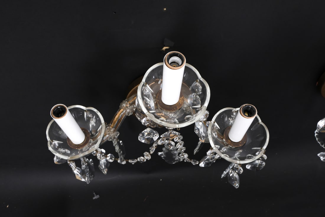 BRASS AND CRYSTAL WALL SCONCES - 11