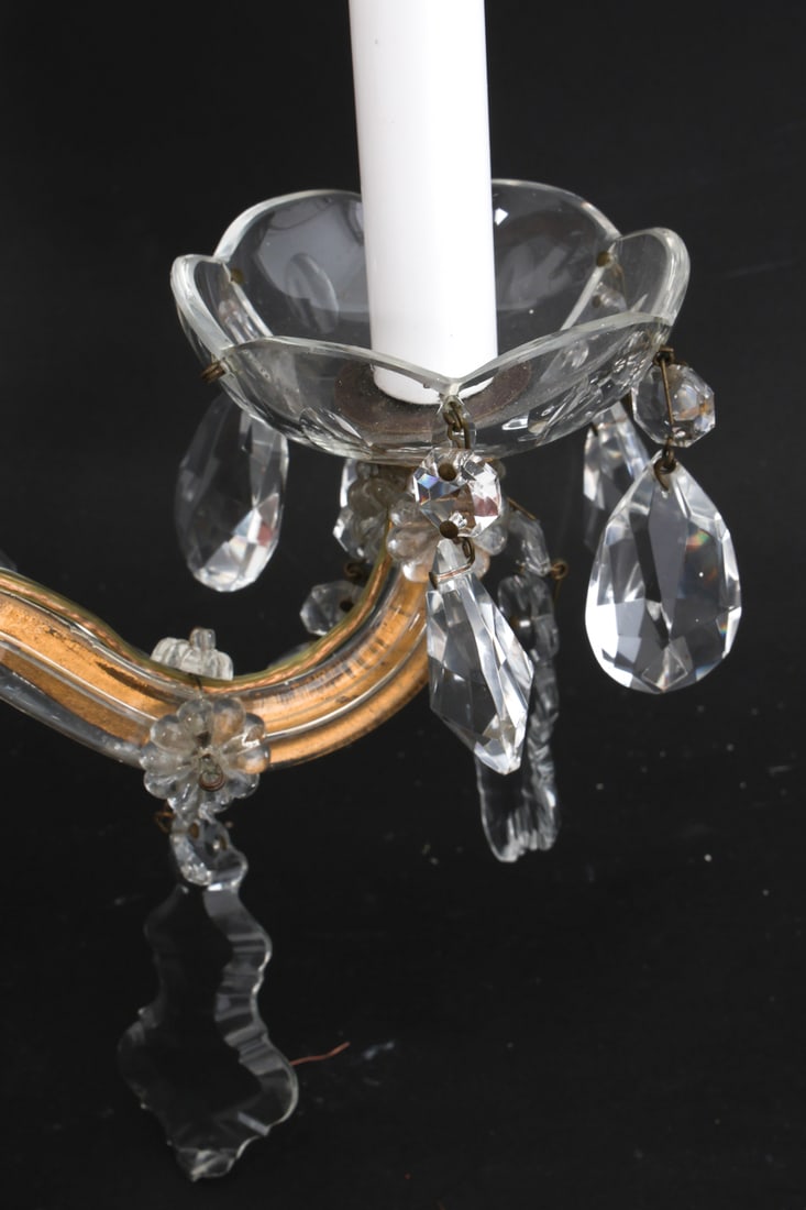 BRASS AND CRYSTAL WALL SCONCES - 13