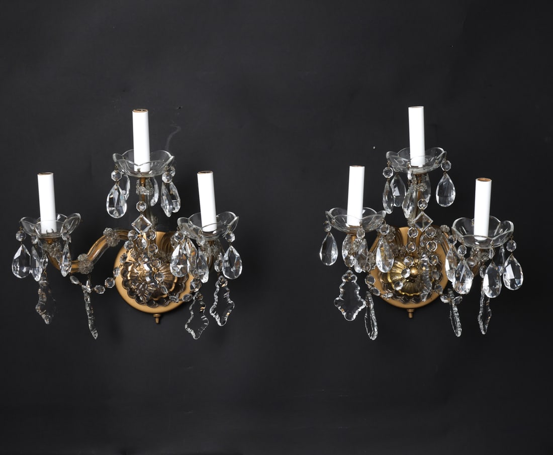 BRASS AND CRYSTAL WALL SCONCES - 4
