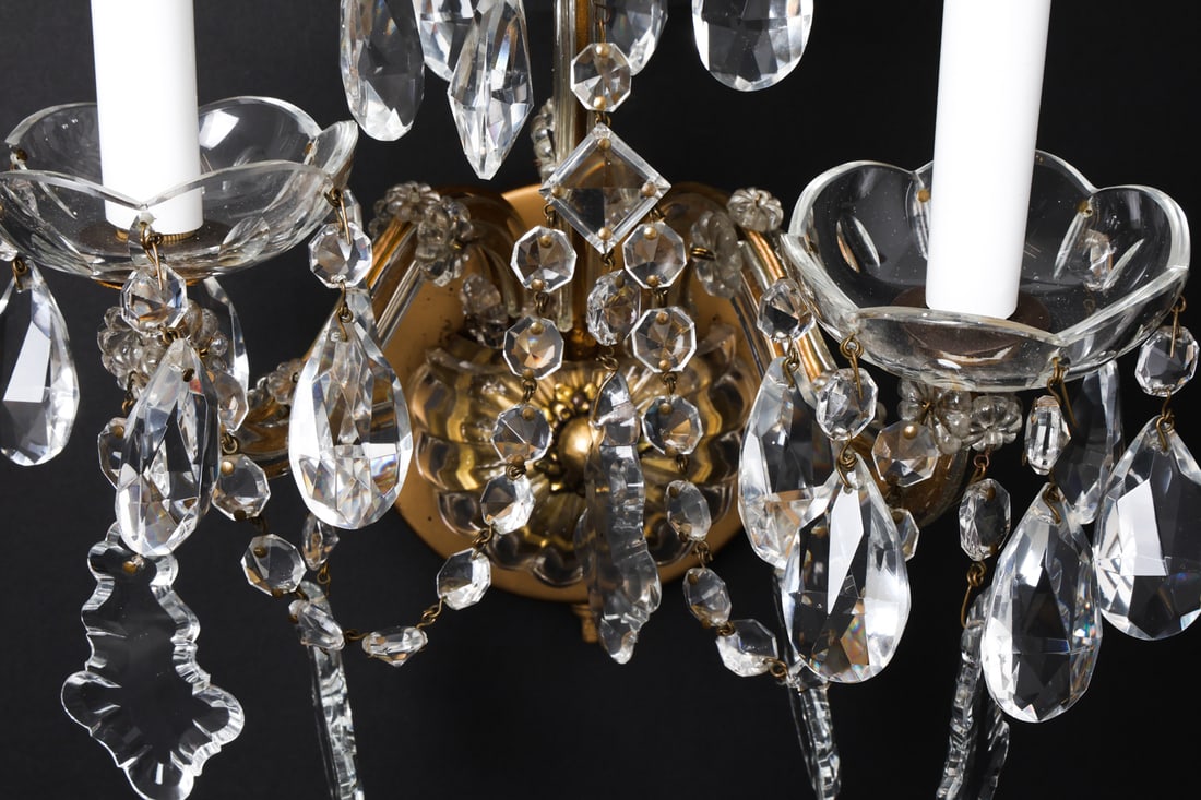 BRASS AND CRYSTAL WALL SCONCES - 6