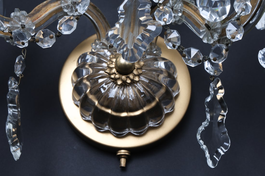 BRASS AND CRYSTAL WALL SCONCES - 8
