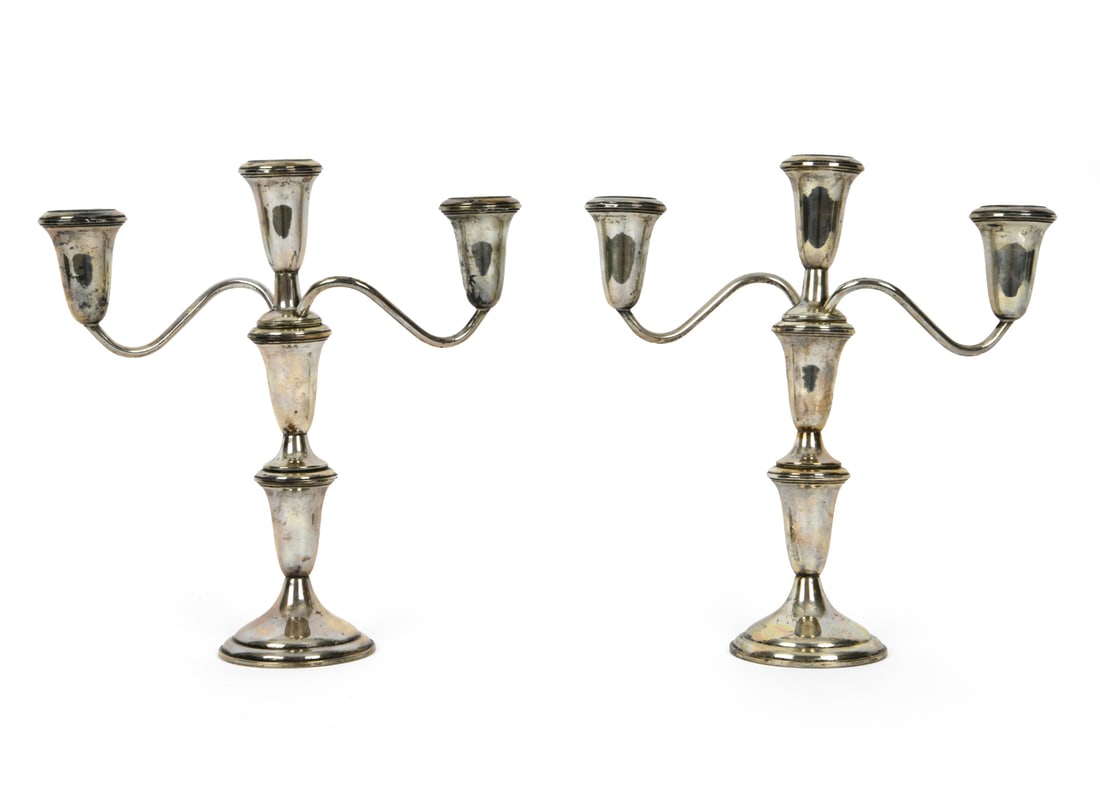 PAIR OF WEIGHTED STERLING SILVER CANDELABRAS (1 of 1)
