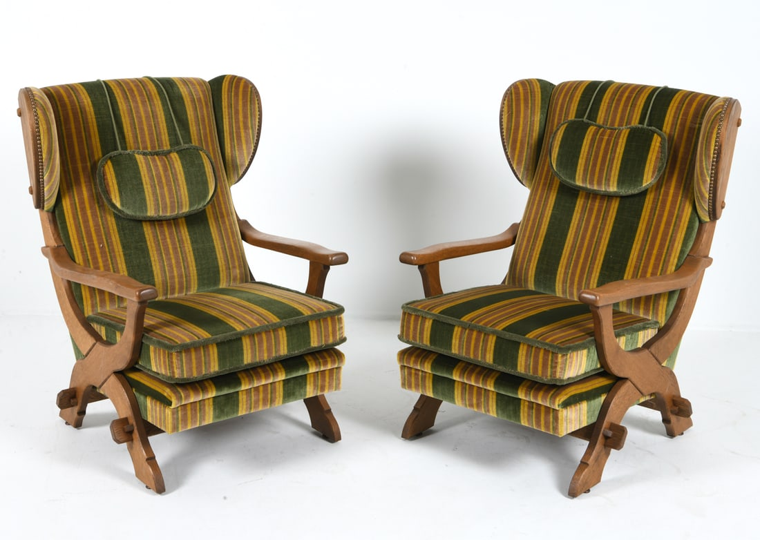 PAIR OF BRUTALIST DANISH OAK LOUNGE CHAIRS 1960S (1 of 13)