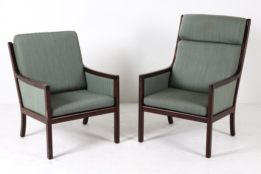 PAIR OF OLE WANSCHER MAHOGANY LOUNGE CHAIRS 1960S (1 of 12)