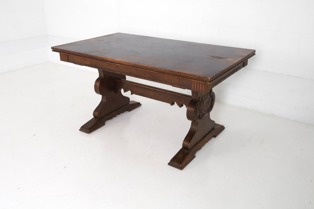 ANTIQUE SCANDINAVIAN OAK DINING TABLE - 10
