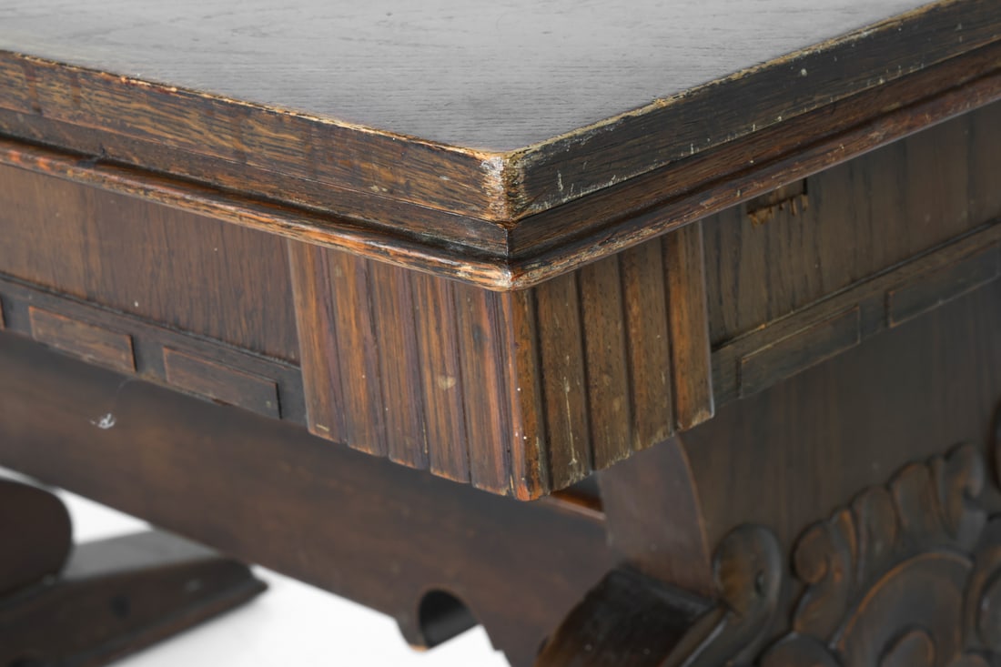 ANTIQUE SCANDINAVIAN OAK DINING TABLE - 11