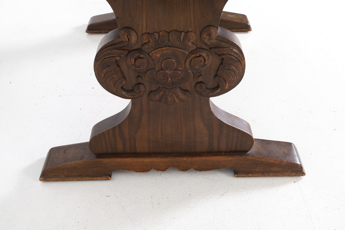 ANTIQUE SCANDINAVIAN OAK DINING TABLE - 14