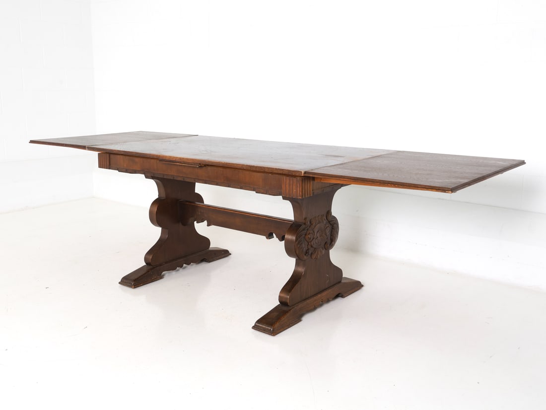 ANTIQUE SCANDINAVIAN OAK DINING TABLE - 3