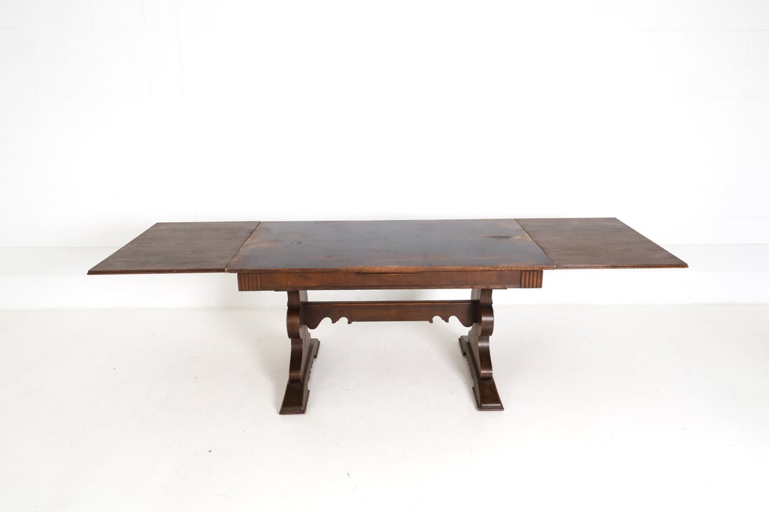 ANTIQUE SCANDINAVIAN OAK DINING TABLE - 4