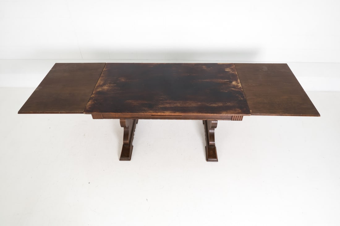 ANTIQUE SCANDINAVIAN OAK DINING TABLE - 8