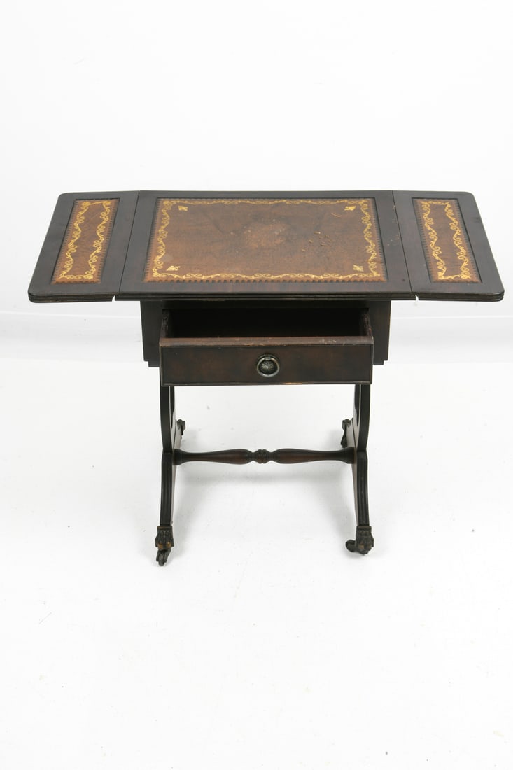 BEVAN FUNNELL MAHOGANY & LEATHER SIDE TABLE - 11