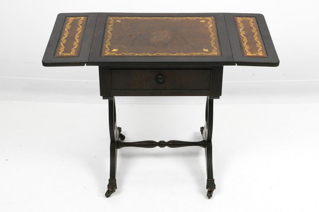 BEVAN FUNNELL MAHOGANY & LEATHER SIDE TABLE - 14