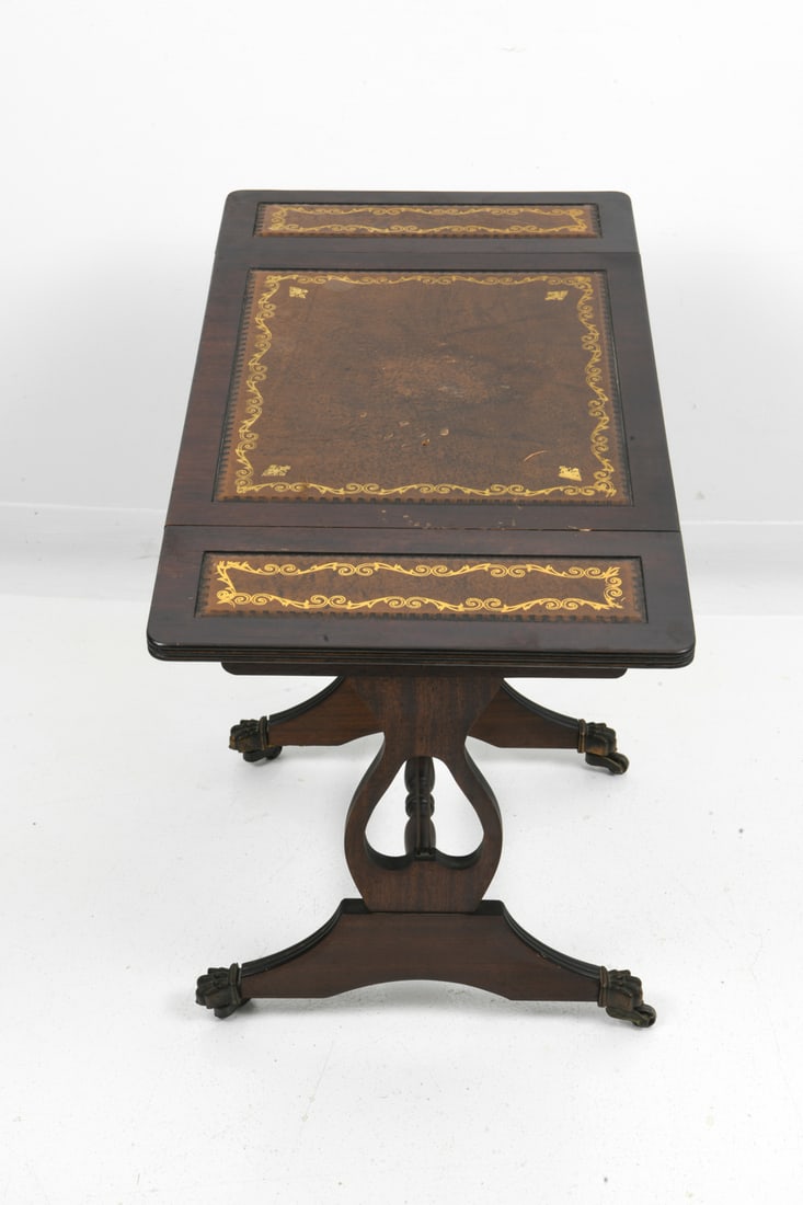 BEVAN FUNNELL MAHOGANY & LEATHER SIDE TABLE - 16