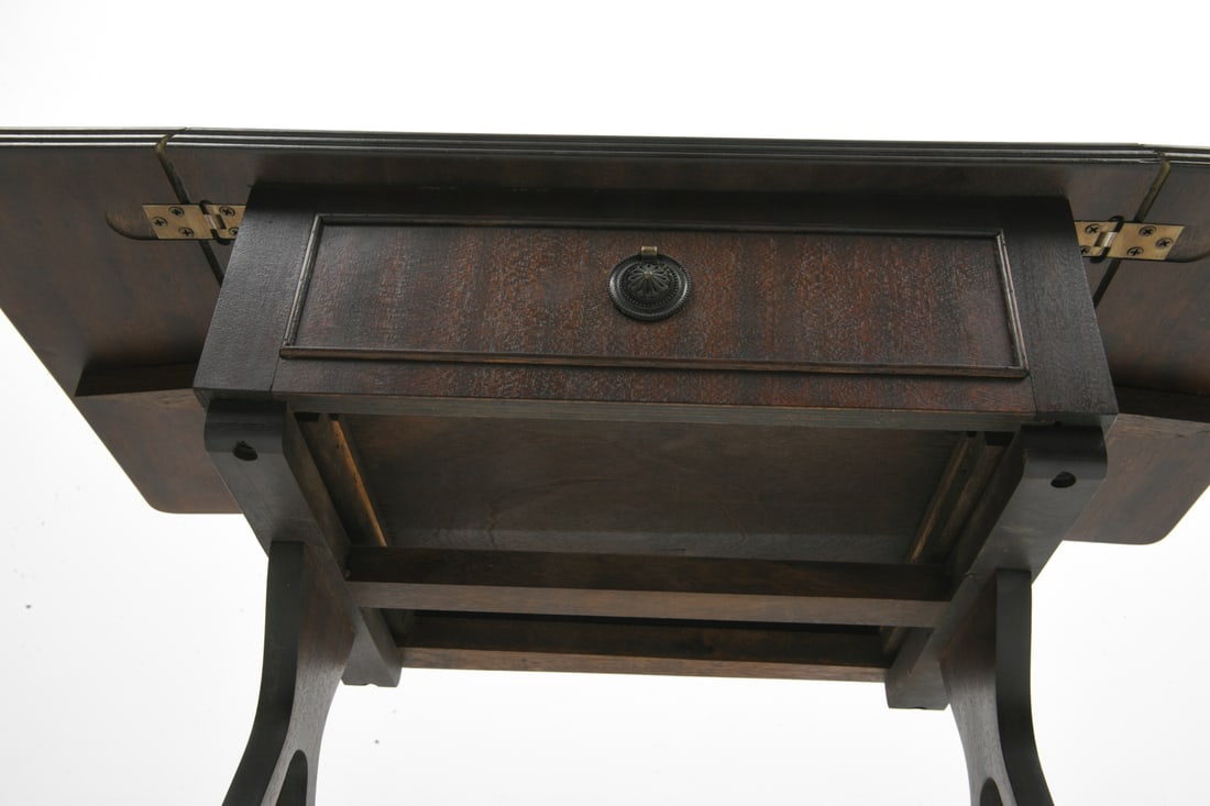 BEVAN FUNNELL MAHOGANY & LEATHER SIDE TABLE - 17