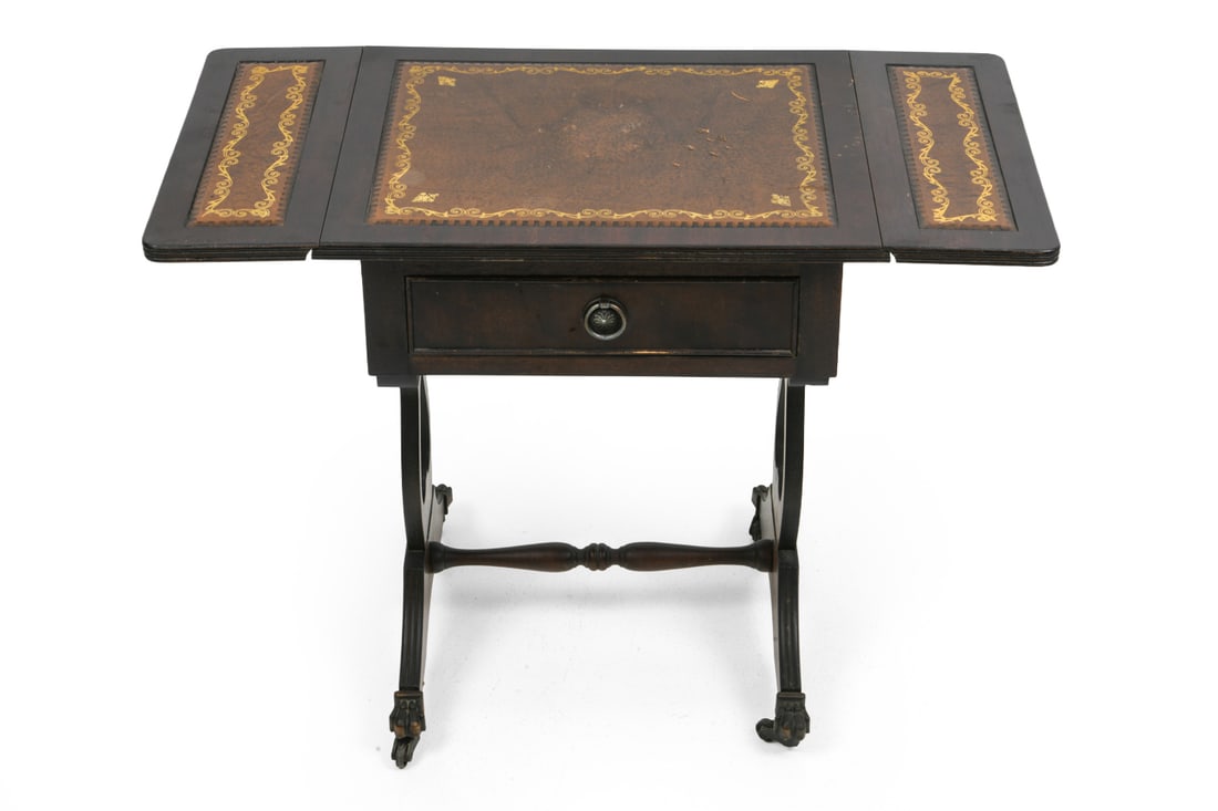 BEVAN FUNNELL MAHOGANY & LEATHER SIDE TABLE - 2