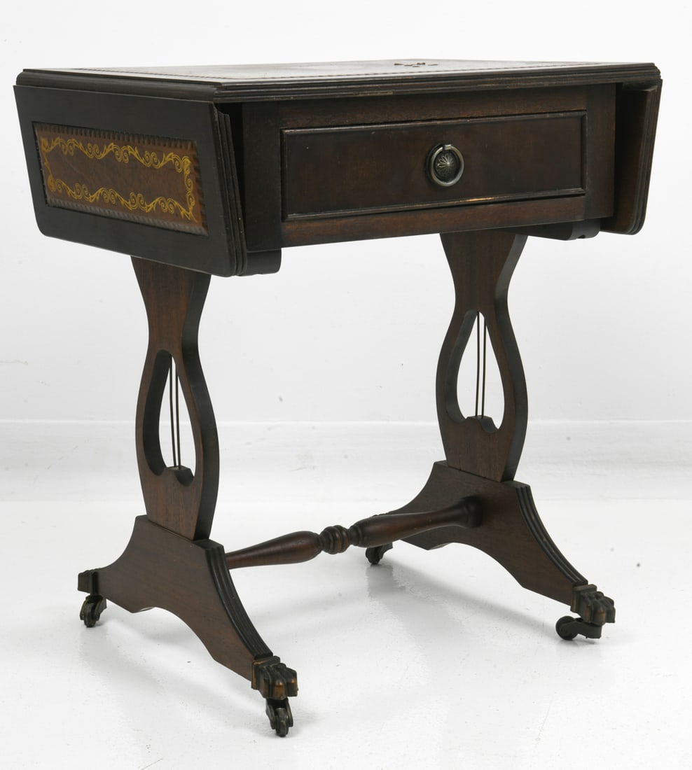 BEVAN FUNNELL MAHOGANY & LEATHER SIDE TABLE - 3