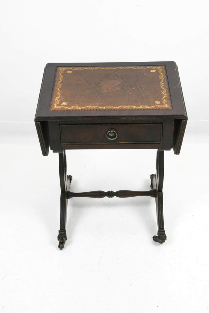 BEVAN FUNNELL MAHOGANY & LEATHER SIDE TABLE - 6