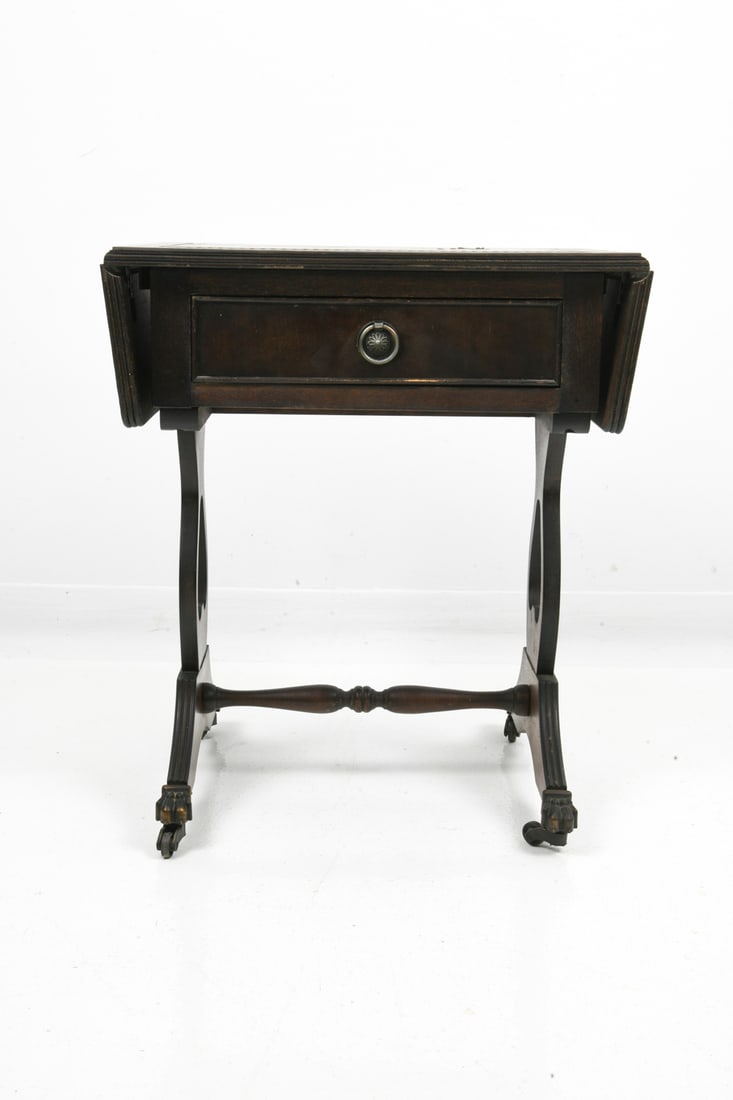 BEVAN FUNNELL MAHOGANY & LEATHER SIDE TABLE - 7