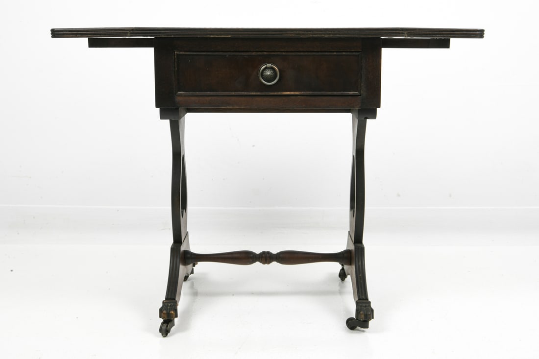 BEVAN FUNNELL MAHOGANY & LEATHER SIDE TABLE - 8