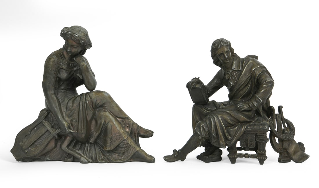 ANTIQUE MANTLE CLOCK FIGURE GROUPING 19TH C. (1 of 13)