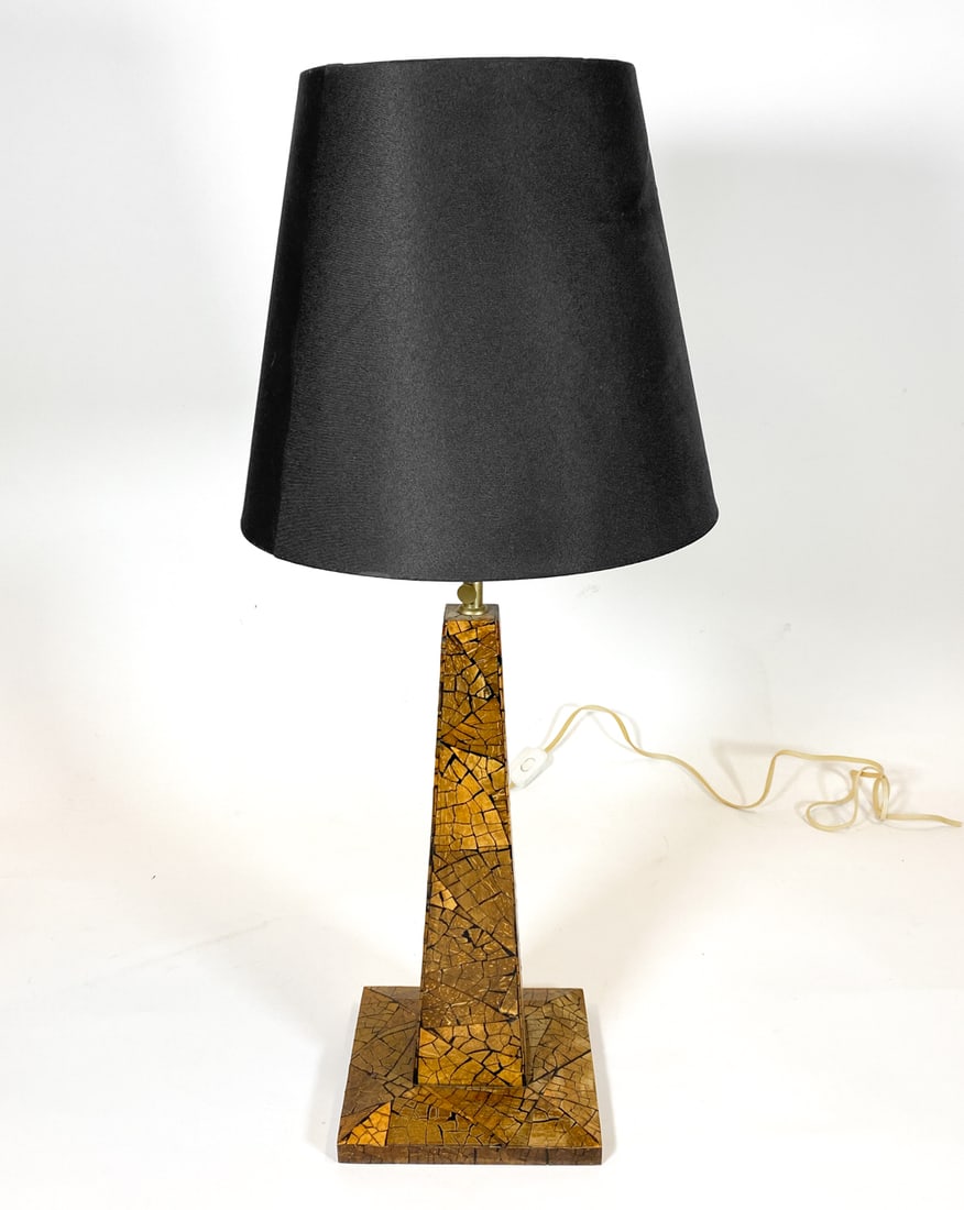 COCONUT SHELL VENEER TABLE LAMP C. 1970S - 2