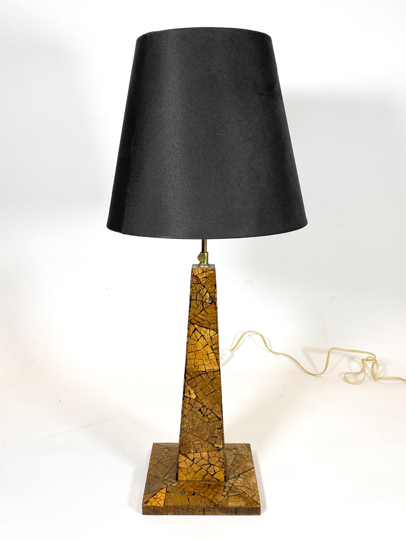 COCONUT SHELL VENEER TABLE LAMP C. 1970S - 4