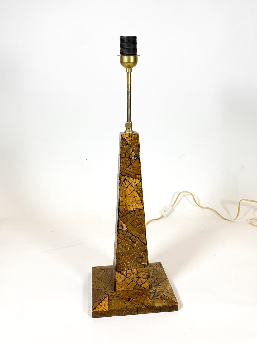 COCONUT SHELL VENEER TABLE LAMP C. 1970S - 5