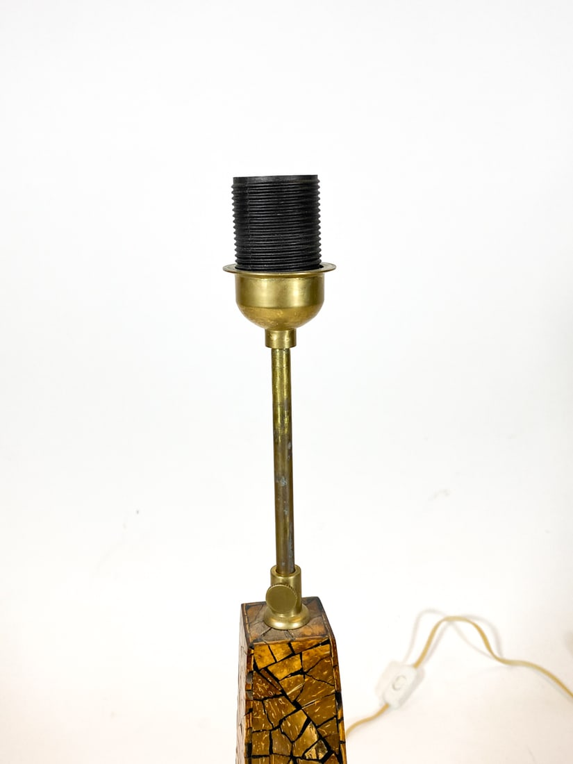 COCONUT SHELL VENEER TABLE LAMP C. 1970S - 6