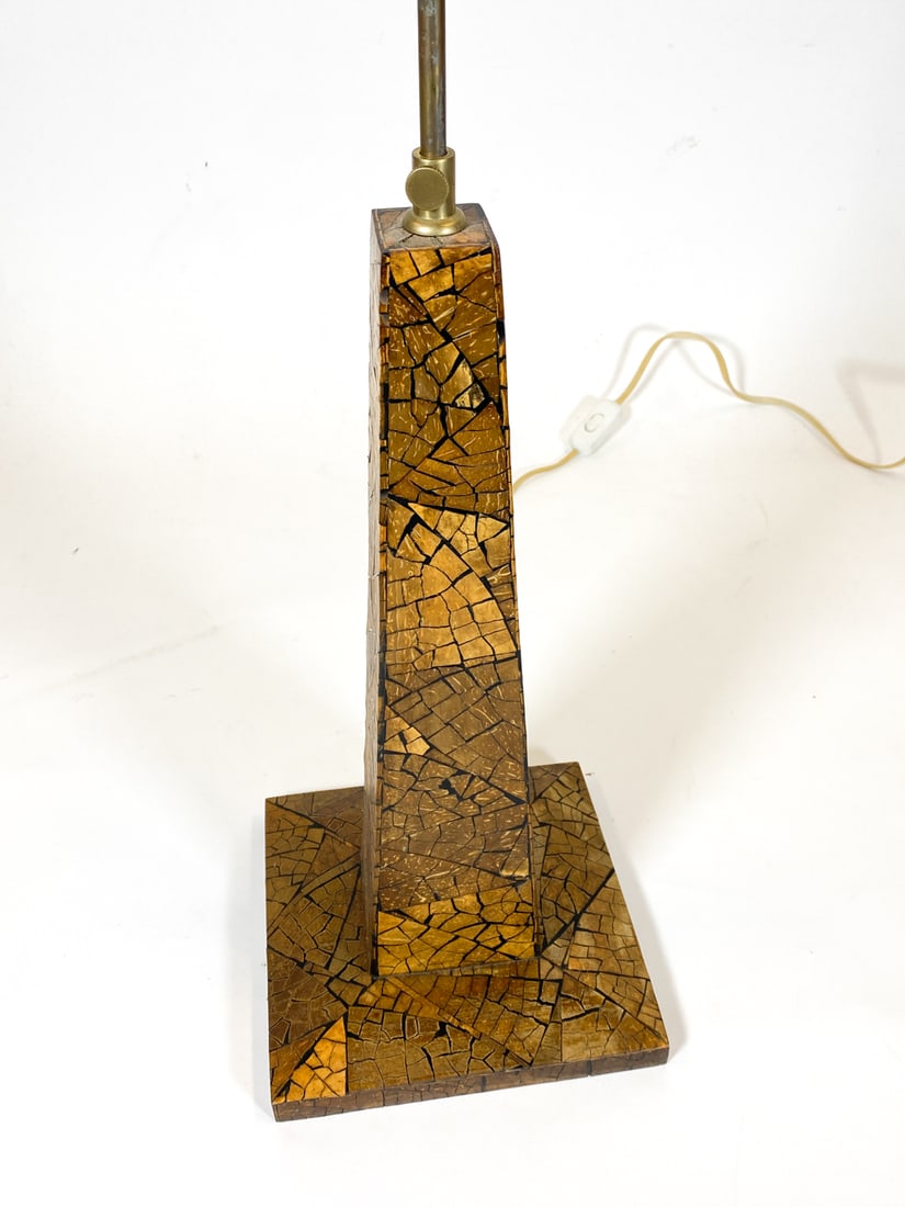 COCONUT SHELL VENEER TABLE LAMP C. 1970S - 7