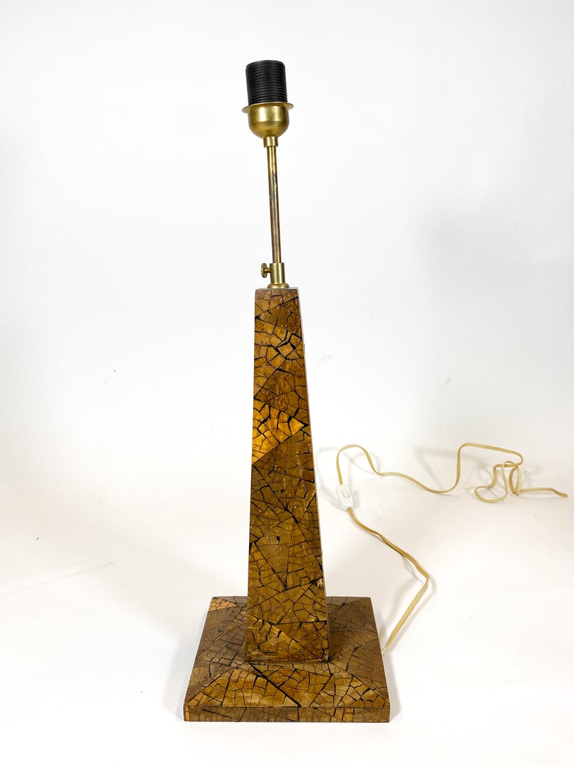 COCONUT SHELL VENEER TABLE LAMP C. 1970S - 8