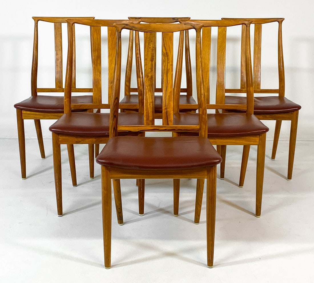 (6) OVERSEAS DANISH TEAK DINING CHAIRS C. 1960S (1 of 12)