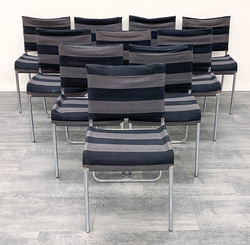 (10) BAUHAUS STYLE CHROME STEEL DINING CHAIRS (1 of 11)