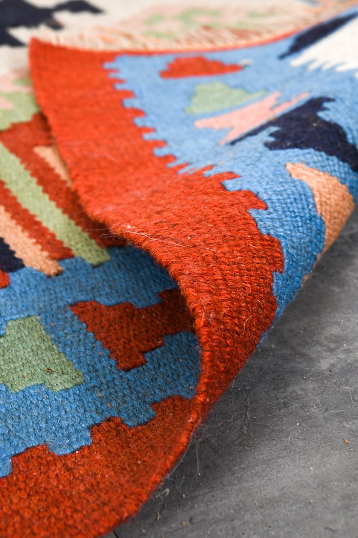 VINTAGE FLATWEAVE WOOL RUG - 4