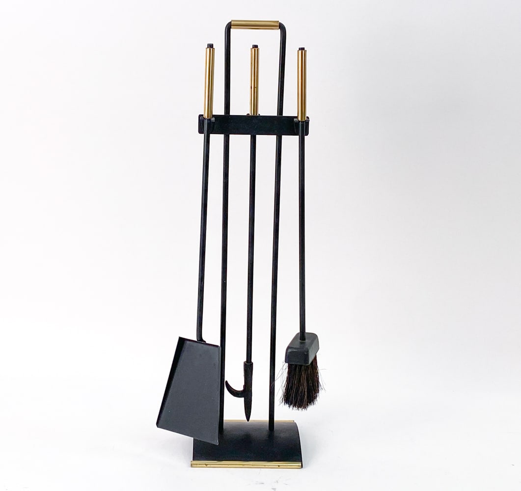 IRON & BRASS FIREPLACE TOOL SET (1 of 10)
