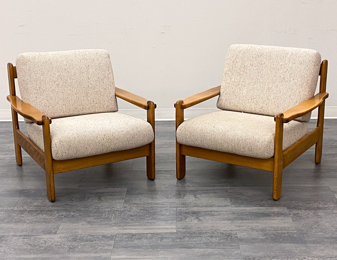 PAIR OF SCANDINAVIAN BRUTALIST STYLE BEECH CHAIRS (1 of 16)