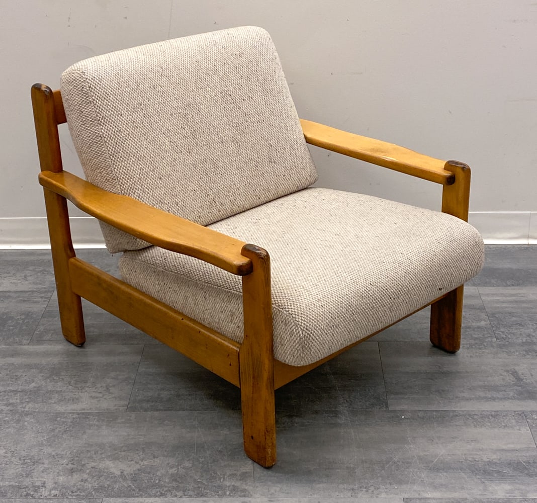 SCANDINAVIAN BRUTALIST STYLE BEECH LOUNGE CHAIR (1 of 13)