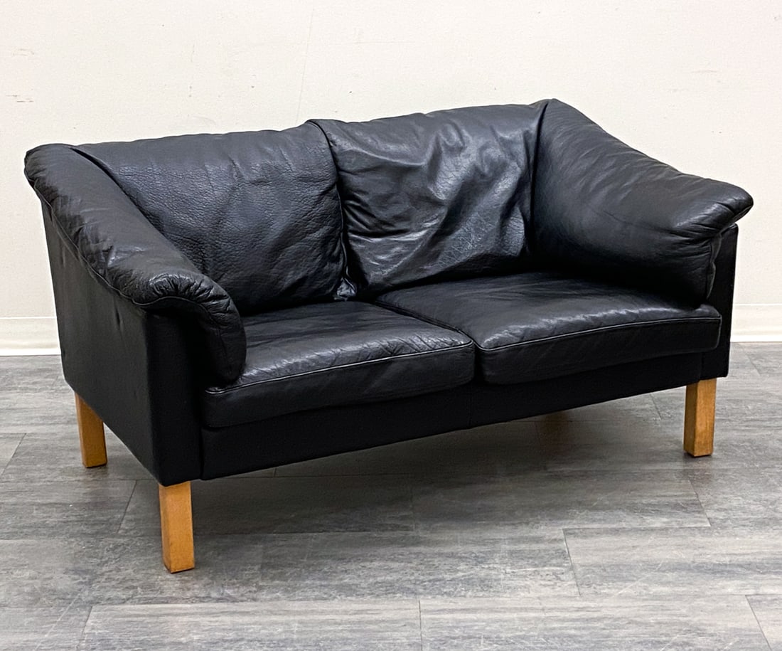 HJ DANISH LEATHER LOVESEAT SOFA C. 1960S (1 of 10)