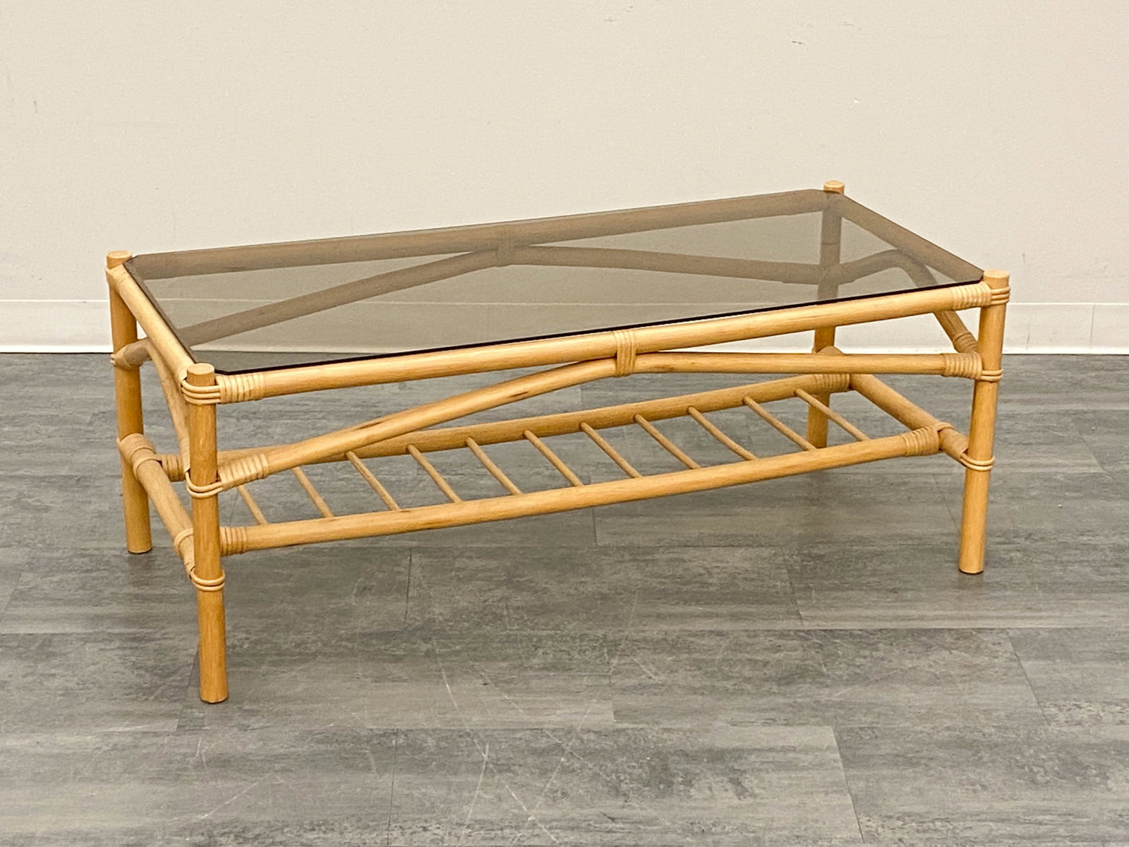 DANISH BAMBOO & GLASS COFFEE TABLE (1 of 13)