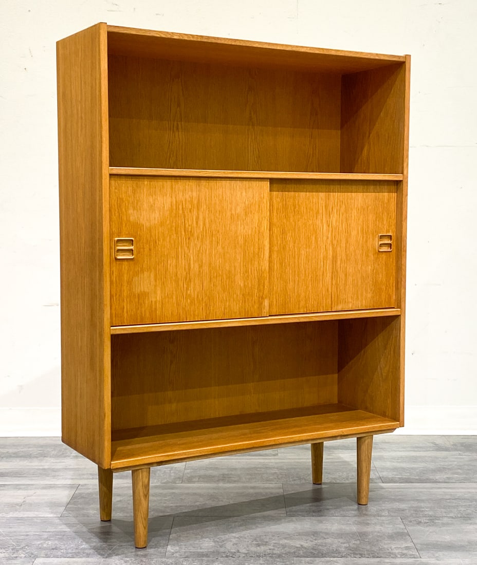 DANISH OAK BOOKCASE CABINET C. 1960S (1 of 13)