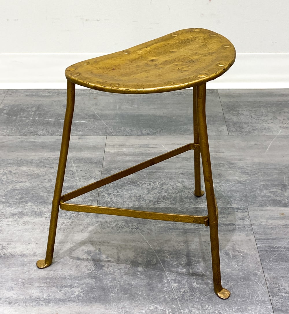 SCANDINAVIAN GOLD TONE IRON STOOL (1 of 12)