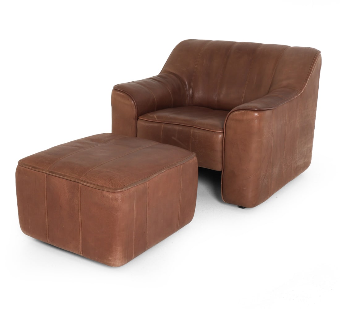 DE SEDE DS-44 LEATHER LOUNGE CHAIR & OTTOMAN 1970S (1 of 14)