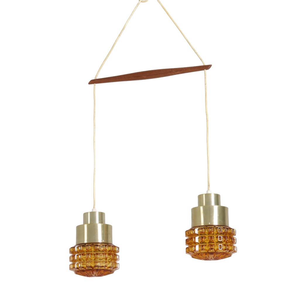VITRIKA BRASS & GLASS PENDANT LAMP C. 1970S (1 of 11)