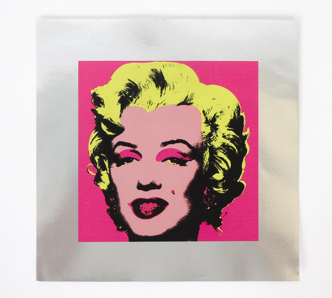 ANDY WARHOL "MARILYN" LITHOGRAPH ON SILVER PAPER: This is a 1985 lithograph on silver paper of Andy Warhol's iconic pop-art "Marilyn" on pink background. Stamped on verso "Yoshida Hanga Gallery Tokyo" &"Andy Warhol SILVER FACTORY Yoshida Hanga
